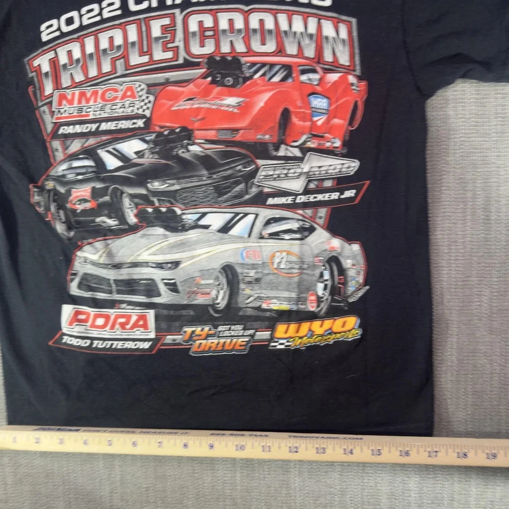 WYO Motorsports Triple Crown Shirt Youth Medium Black 2022 Graphic Tee Racing